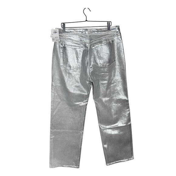 Abercrombie & Fitch 90s High Rise Relaxed Jean Straight Leg Silver Size 33 / 16 - Picture 4 of 8